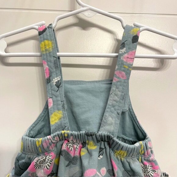 Oliver + Rain 100% Organic Cotton Overall Pinafore Dress Floral Size 9 Months - Picture 5 of 9
